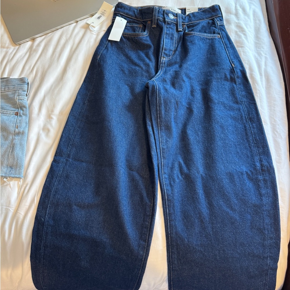 Denim Forum Wide-Leg High-Rise Jeans in Deep Blue